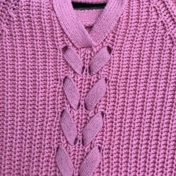 Tahari Girls Size Large Knit Sweater Sparkles Crisscross Back Pink Long Sleeve - Picture 4 of 6